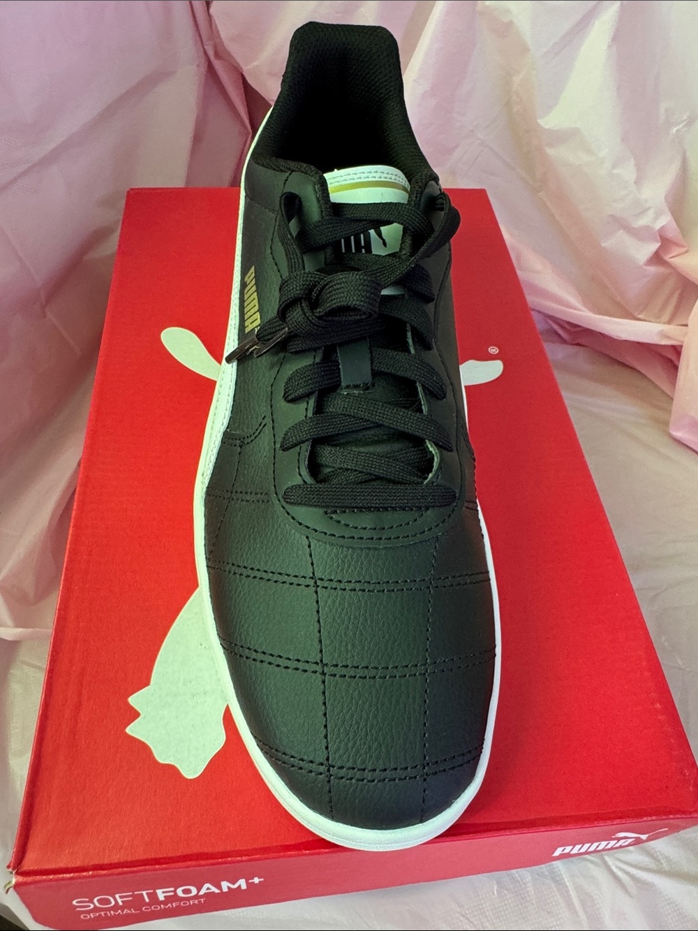 Puma Men’s Black & White Quilted Leather Sneaker